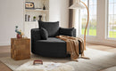 360° Swivel Accent Barrel Chair with Removable Pillows, Black Chenille, 56.3x56.3x36.5 inches