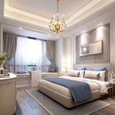 Gold Three Light Crystal Chandelier Ceiling Fixture With Adjustable Chain