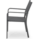 Outdoor Modern Aluminum Dining Chair with Mesh Seat (Set of 2), Gun Metal Gray and Dark Gray