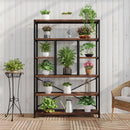 Rustic Industrial 6 Tier Bookcase Brown Wood Black Metal