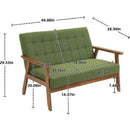 Mid-Century Modern Solid Loveseat Sofa Upholstered Linen Loveseat, 2-Seat Upholstered Loveseat Sofa Modern Couch