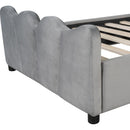 Twin Size Upholstered Platform Bed Velvet Upholstered Bed, Gray