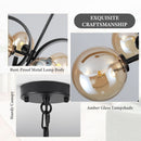 Black Sputnik Chandelier 4 Light Amber Glass Globes