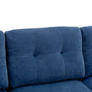 Elegant Convertible L-Shape Sectional Sofa Couch with Movable Ottoman, Velvet Upholstery, Blue