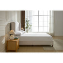 Hannah Upholstered Wingback Bed Size Queen / Tall 54' Headboard Upholstered Queen Bed / Premium Textured Canvas Chenille Look Ivory / Minimalist Designs / No Box Spring Needed / Easy Assembly / Queen