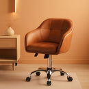 Brown Faux Leather Desk Chair With Adjustable Tilt