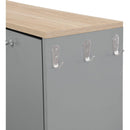 Narrow Design Shoe Cabinet with 3 Flip Drawers, Wood Grain Pattern Top Entryway Organizer with 3 Hooks, Free Standing Shoe Rack with Adjustable Panel for Hallway, Grey