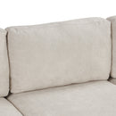 Upholstered 3-seater Curved Sofa with Printed Pillows, Beige Chenille, 111 Inches
