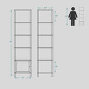 White 6-Tier Narrow Bookshelf With Door For Small Space
