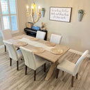 Beige Upholstered Parsons Chair With Nailhead Trim