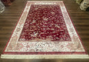 Turkish Silk Rug 8x10, Red & Ivory, Hunting Design, Bamboo Silk, New