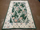3' 6" X 5' 6" Hand Stitched Indian Wool Rug with Backing Green Beige