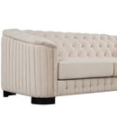 Modern Velvet Upholstered 3-Piece Sofa Set with Rubber Wood Legs in Beige