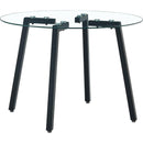 Modern simple style round transparent tempered glass table, tempered glass table top, black metal legs, suitable for kitchen, dining room and living room, 40 '*40' *29.5 '1123r