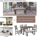 6 Piece Rustic Wood Dining Set With Bench And Chairs