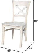 Set Of 2 35.8 In Parawood X Back Dining Chairs Unfinished