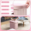 Flower Shaped Velvet Foldable Storage Ottoman Pink