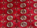 Red Turkoman Bokhara Rug 8x11, Pakistani Turkmen Carpet, Vintage Traditional Area Rug