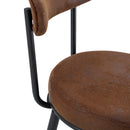 Fashionable Ergonomic Bar Chairs with Brown Technology Fabric Cushions, Black Metal Legs, 35.5 Inches.Set of 2.