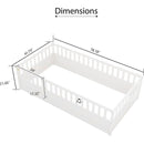 Twin Size Floor bed, integral construction with super high security barrier, door, children's floor bed frame, Montessori wooden children's floor bed, white