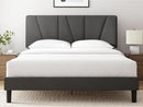 Queen Size Upholstered Bed Frame With Asymmetric Headboard
