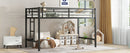 Twin Size Metal Loft Bed, Loft Bed with Easy Climbing Ladder and Guardrails for Kids, Black