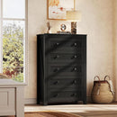 Farmhouse Tall Black Walnutstain Dresser With Drawers