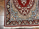 Indo Persian Runner Rug 2.8 x 14.8, Long Indo Kirman Hallway Rug, Red Floral Wool Vintage Handmade Oriental Runner