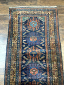 Antique Persian Sarab Runner 3x17, Blue Persian Runner Rug, Long Handmade Wool Carpet for Hallway, Rare, Tribal