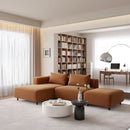 Corduroy Sectional Sofa Orange Brown L Shaped Chaise