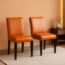 Parson Dining Chairs Black Faux Leather Upholstered Set Of 2
