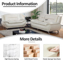Faux Leather 3 Piece Modern Living Room Sofa Set White
