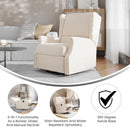 Omma Swivel Glider Rocking Recliner Cream Upholstered 3In1