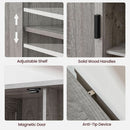 Grey Storage Cabinet With 2 Doors And 4 Adjustable Shelves