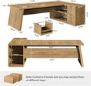 Executive Corner Desk 78 Inch Drawers Brown Shelves