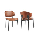 Mid-Century Modern Dining Chairs Set of 2 – Italian-Inspired Bentwood Design with Matte Metal Legs & Luxe PU Leather Seating