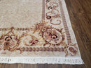 Vintage Ivory Chinese Aubusson Area Rug 6x9, Wool & Silk, Hand-Knotted 120 Line Fine Rug, European Design Carpet, 6 x 9 Master Signature Rug