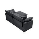 Corduroy Two-Seater Sofa with Ottoman, L-Shaped Sofa for Small Spaces, Grey Corduroy, Modern Design