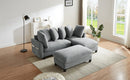 Modern L-Shaped Sectional Sofa with Storage, Movable Ottoman, and Throw Pillows, Grey Chenille, 83'