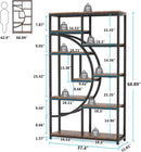 Industrial 5 Tier Etagere Bookcase Brown Rustic Finish