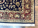 Indo Persian Rug 8x10, Navy Blue and Red, Floral Allover, Hand Knotted Vintage Wool Carpet, Indo Sarouk