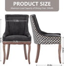 Dining Chairs Set Of 2 High Back Upholstered Fabric With Solid Wood Legs