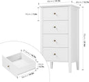 White Antique Four Drawer Dresser With Hardwood Storage