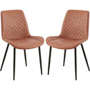 Brown Leathaire Dining Chairs Set of 2,Mid-Century Modern Leathaire Chairs Kitchen Living Room Armless Side Chair with Metal Legs Set Of 2