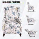 Upholstered Wingback Recliner Chair Blue Floral Elegant