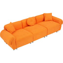 orange teddy velvet fabric, with 3 pillows, three-person sofa can be placed in the living room and other scenes