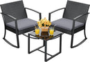 All Weather Outdoor Rocking Chair Set with Cushions
