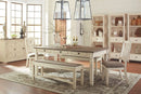 Bolanburg Upholstered Dining Bench Antique White Finish