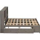 King Size Platform Bed with Storage Headboard and 8 Drawers, Gray