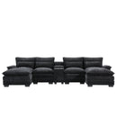 123*55'Modern U-shaped Sectional Sofa with Console,Cup Holders and USB Charger,6 Seat Upholstered Symmetrical Indoor Furniture,Comfy Chenille Cloud Couch with Chaise for Living Room,Apartment,5 Colors